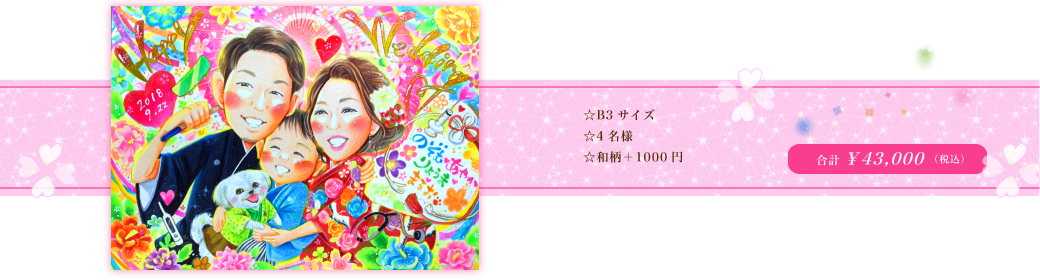 家族似顔絵 ウェルカムボード もんげ絵 和装