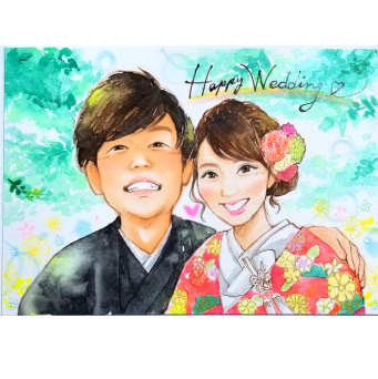 ウェルカムボード 似顔絵 もんげ絵 カップル 結婚式